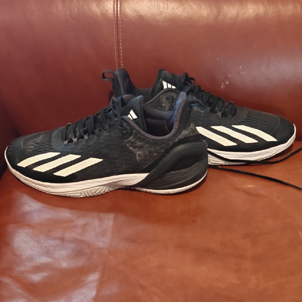 Size 12.5 Adidas Black and White Cybersonic Tennis Shoes